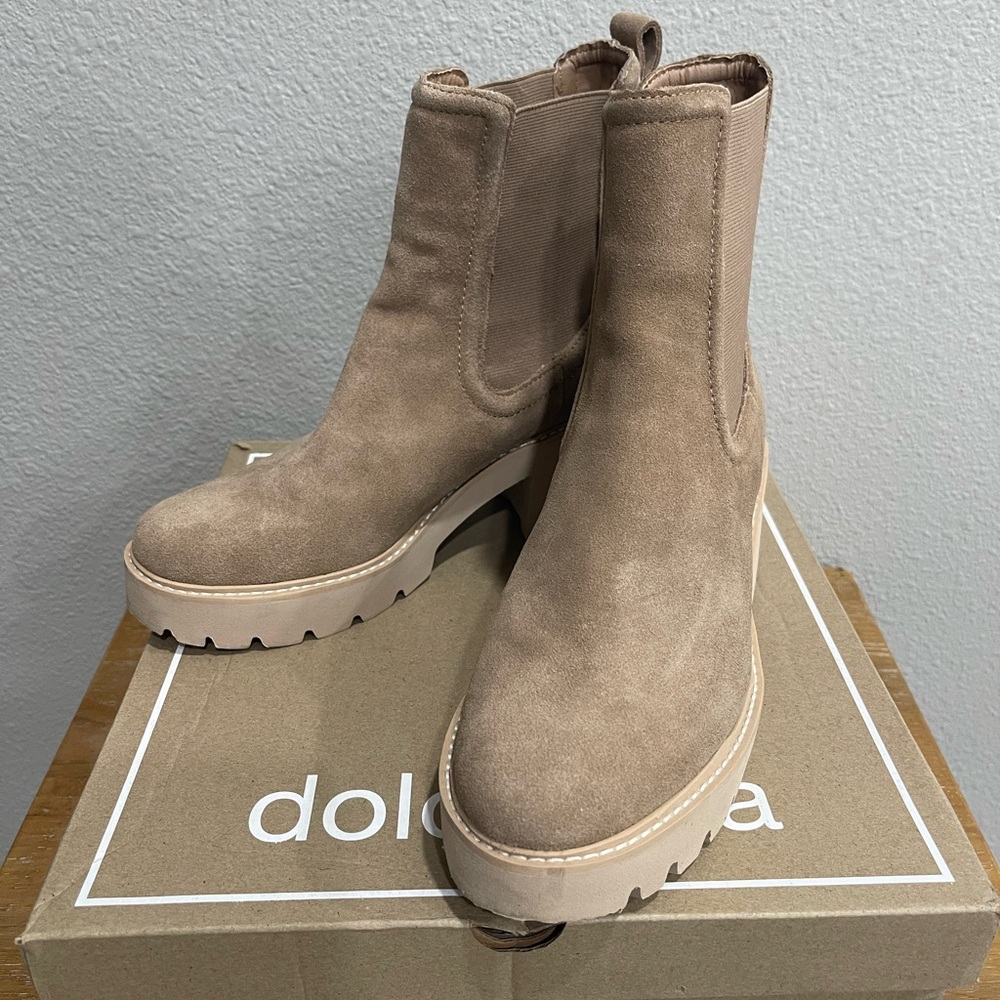 Worn Once, Size 8.5, Dolce Vita brand, Mushroom Suede Hawk H2O boot